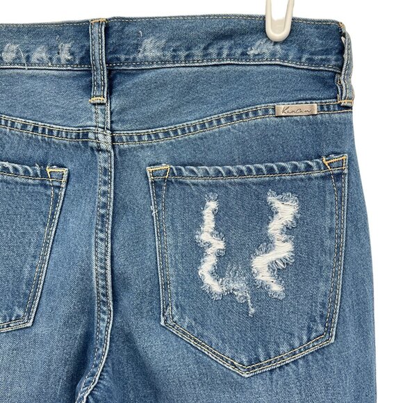 Kancan Women Distressed Raw Hem Mid Rise Blue Denim Jeans Size 24 W28"xL29" - Picture 6 of 10